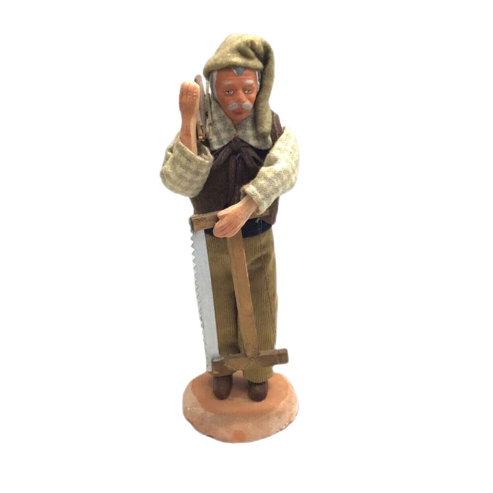 Stanton De Yolande Woodcutter French Folk Art Terracotta Clay Figure Doll Signed